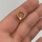 16G 5/16 3mm White Synthetic Opal Gold IP Steel BCR Captive Ring
