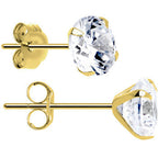 14k Gold .47 Carat Cubic Zirconia Solitaire Stud Earrings