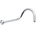20G Stainless Steel Crystalline Gem Micro Nose Ring Twister