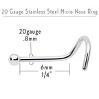 20G Stainless Steel 2mm Ball Nose Screw