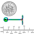 Rainbow Titanium Anodized 3-D Dragon  Barbell Tongue Ring