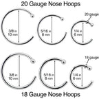 18G 5/16 Solid 14K White Gold Nose Hoop