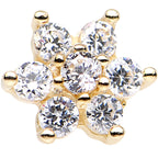 Solid 14k Yellow Gold Clear Cubic Zirconia Flower Nose Stud