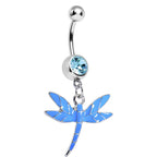 Blue Gem Enamel Dragonfly Belly Ring