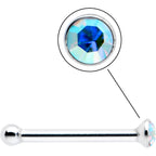 Sterling Silver 1.2mm Aurora Nose Bone Created with Crystals