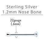 Sterling Silver 1.2mm Aurora Nose Bone Created with Crystals
