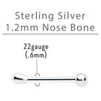 Sterling Silver 1.3mm Ball  Nose Bone