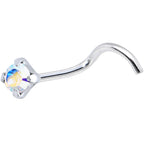 Sterling Silver 3mm Aurora Nose Ring Created with Crystals