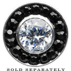 2G Stainless Steel Black Clear CZ Screw Fit Tunnel