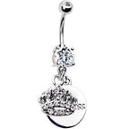 Cubic Zirconia Crown Princess Belly Ring
