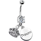 Cubic Zirconia Crown Princess Belly Ring