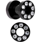 4G Black Anodized Clear Gem Go Glam Screw Fit Tunnel Plug Set