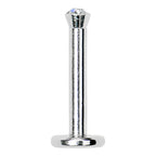 16G Clear 2mm Gem Internally Threaded Labret Monroe Tragus
