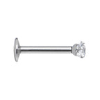 16G Clear 3mm Square Gem Internally Threaded Labret Monroe Tragus