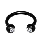 16G 5/16 Clear Gem Black Anodized Horseshoe Circular Barbell