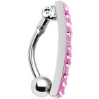 Top Mount Pink Lustrous Crystal Belly Ring