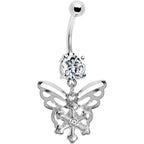 Crystalline Gem Encompass Butterfly Belly Ring