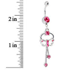 Butterfly Wishes Pink CZ Belly Ring