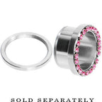 5/8 Stainless Steel Pink Gem Screw Fit Tunnel