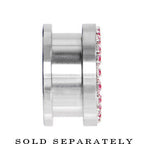 18mm Stainless Steel Pink Gem Screw Fit Tunnel