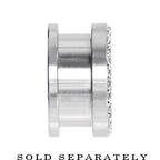 00G Stainless Steel Clear Gem Screw Fit Tunnel