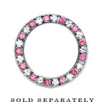 7/8 Stainless Steel Pink Clear Gem Screw Fit Tunnel