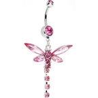 Pink Cubic Zirconia Dragonfly Belly Ring