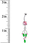 Pink CZ Stunning Ivy Drop Belly Ring