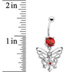 Ruby Red Gem Encompass Butterfly Belly Ring