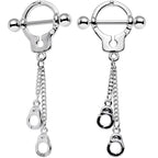 14G 5/8 Hold Me In Handcuffs Dangle Nipple Shield Set