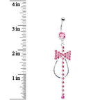 Pink Jeweled Tuxedo Bow Tie Belly Ring