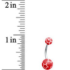 Red White Outline Stars Belly Ring