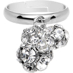Clear Gem Cluster Dangle Adjustable Ring