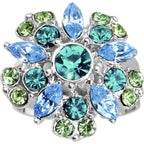 Blue Pink Gem Blossom Flower Adjustable Ring