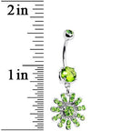Peridot Green Gem Gerber Daisy Flower Belly Ring