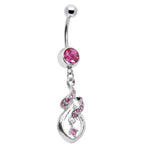 Pink Gem Distinctive Teardrop Belly Ring