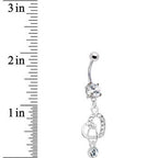 Crystalline Gem Charming Heart Dangle Belly Ring