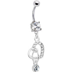 Crystalline Gem Charming Heart Dangle Belly Ring