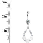 Clear Gem Elegant Blossoms Flower Dangle Belly Ring