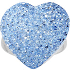 Light Blue Sparkler Heart Adjustable Ring
