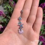 Clear Blue Gem Ocean Treasure Nautical Dangle Belly Ring