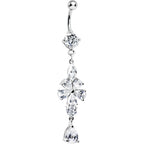 Crystalline Gem Glam Flower Belly Ring