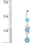 Aqua Gem Blooming Beauty Dangle Belly Ring
