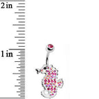 Pink Cubic Zirconia Seahorse Belly Ring