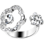 Clear Jeweled Flower Adjustable Ring