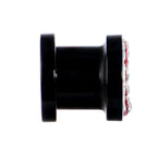 0G Pink Crystal Ferido Yin Yang Acrylic Screw Fit Tunnel