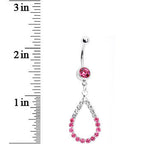 Clear Pink Jeweled Teardrop Belly Ring