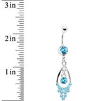 Aqua Gem Bold Glam Chandelier Belly Ring
