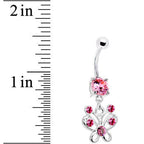 Pink Cubic Zirconia Butterfly Belly Ring