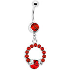 Red Gem Wrap Me in Love Heart Dangle Belly Ring